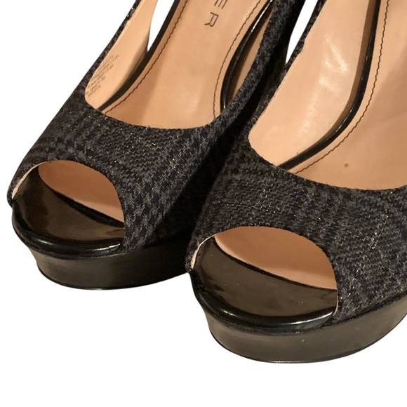 Marc Fisher Plaid Peep Toe Heels Pumps - Picture 3 of 7